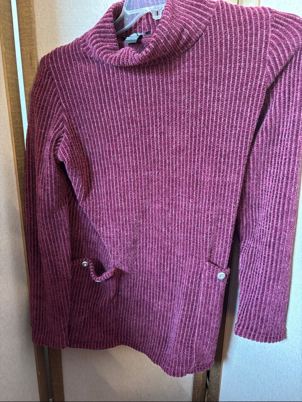 Michael Tyler Women’s Ribbed Turtleneck  Tunic- Maroon Medium